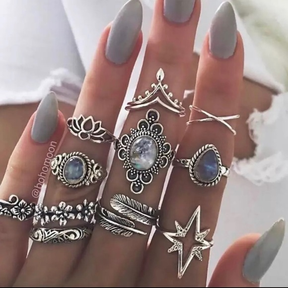 11-Piece Bohemian Midi Knuckle Ring Set - Picture 4 of 4